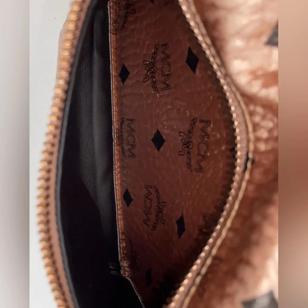 MCM Visetos Leather Pink Gold Studded Backpack